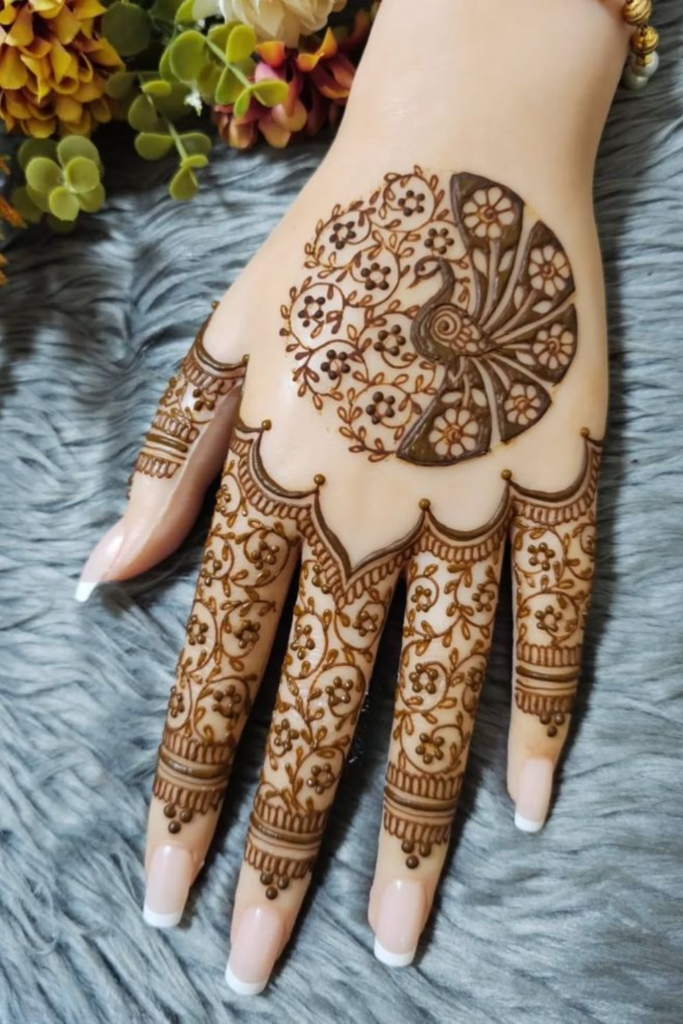 Holi Mehndi Design 2026: The Fusion of Colors and Henna Peacock with Flowers Design