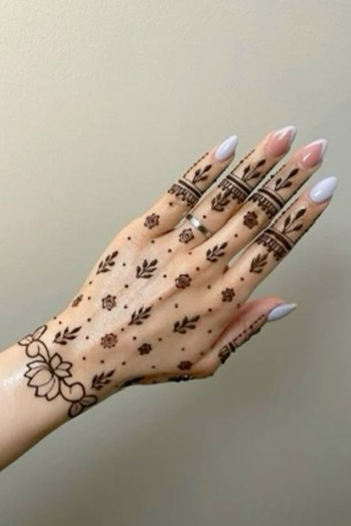 Holi Mehndi Design 2026: The Fusion of Colors and Henna Simple Floral Back Hand Design