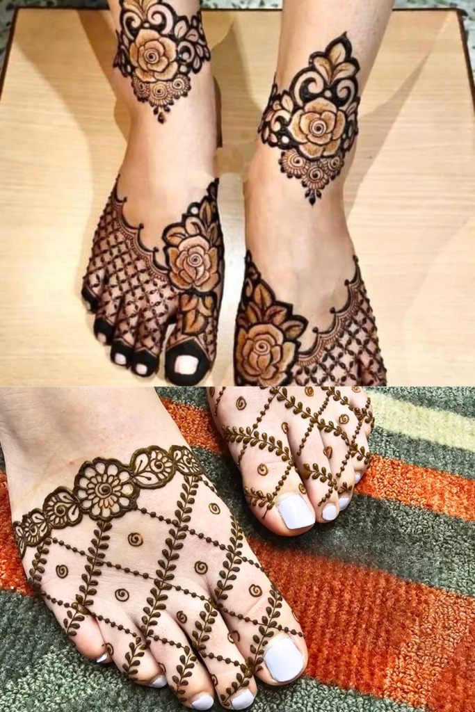 Foot Mehndi Design 2026: A Guide to the Art of Adorning Your Feet geometric foot mehndi design