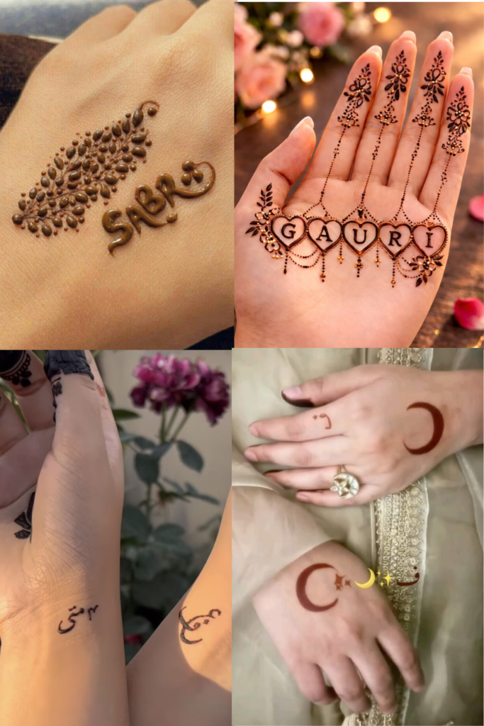 25+ Eid Mehndi Designs 2026: A Celebration of Tradition and Elegance name themed eid mehndi design