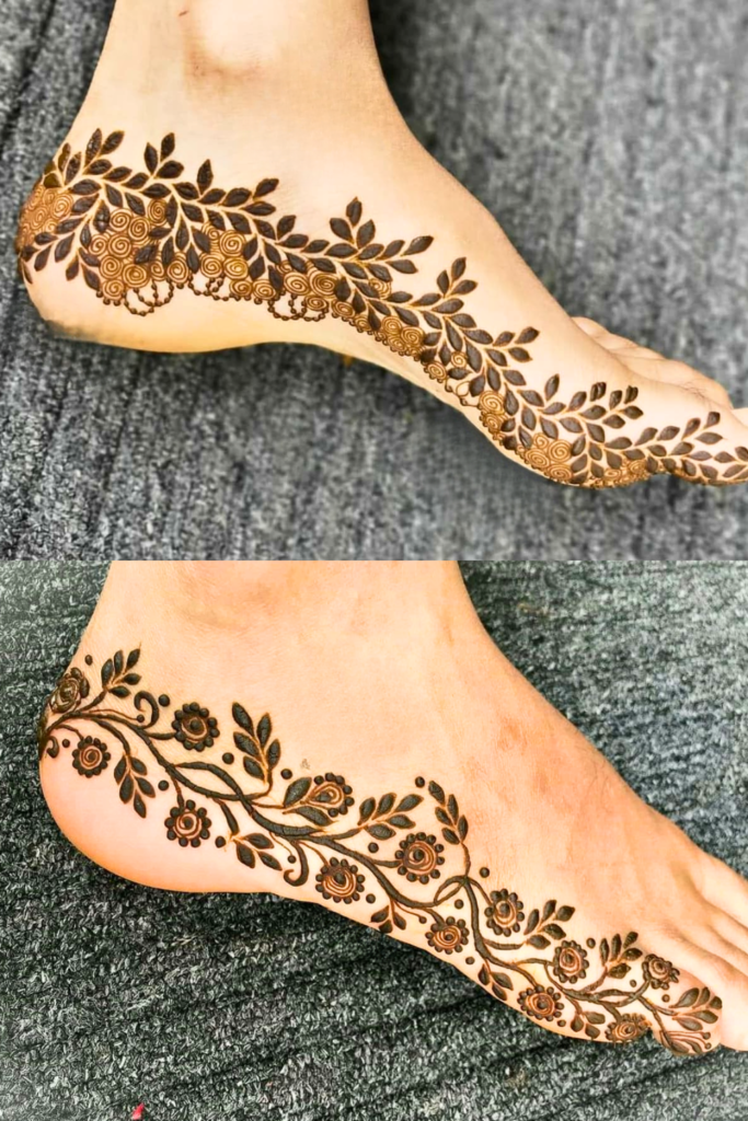 Foot Mehndi Design 2026: A Guide to the Art of Adorning Your Feet vines and tendrils foot mehndi design