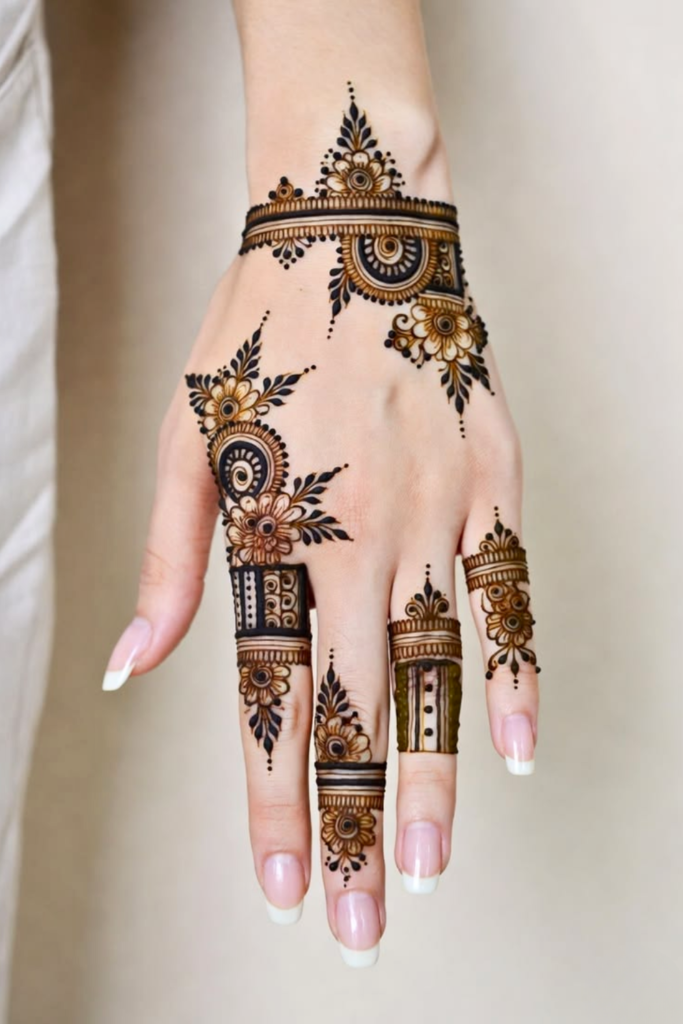 border zigzag mehndi design 