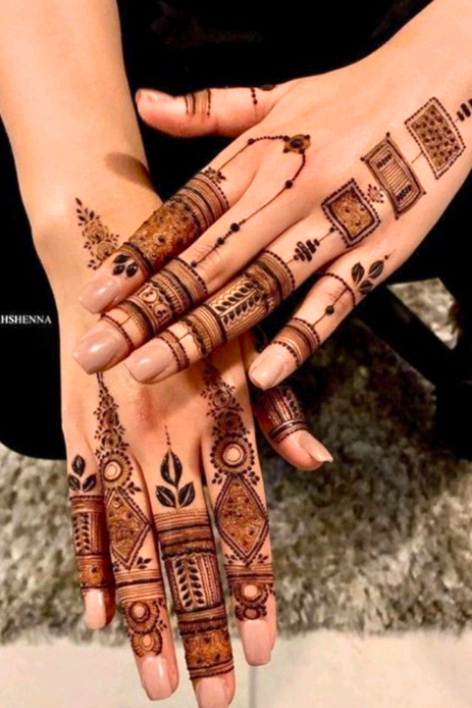 box zigzag mehndi design 