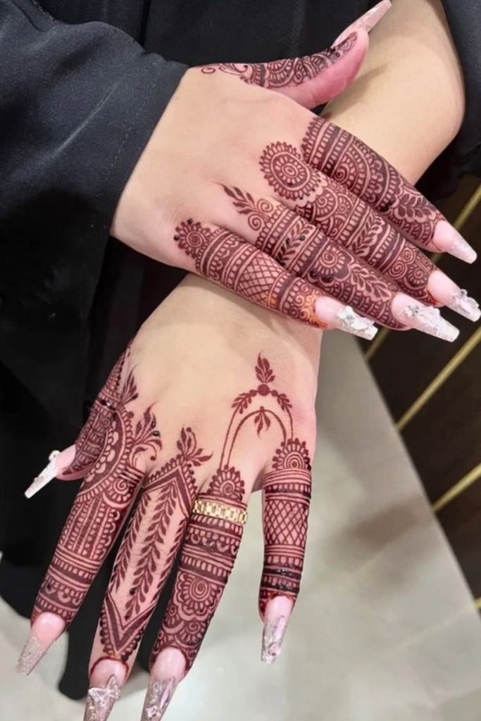 bridal finger mehndi design