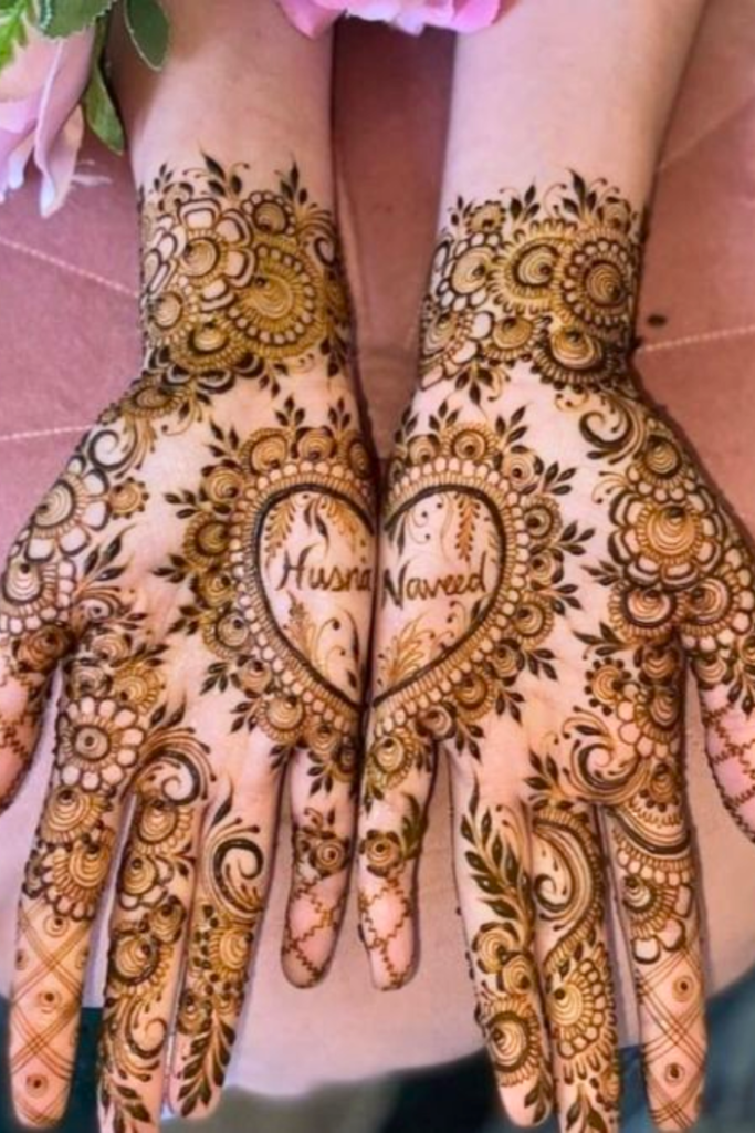 bridal heart mehndi design 