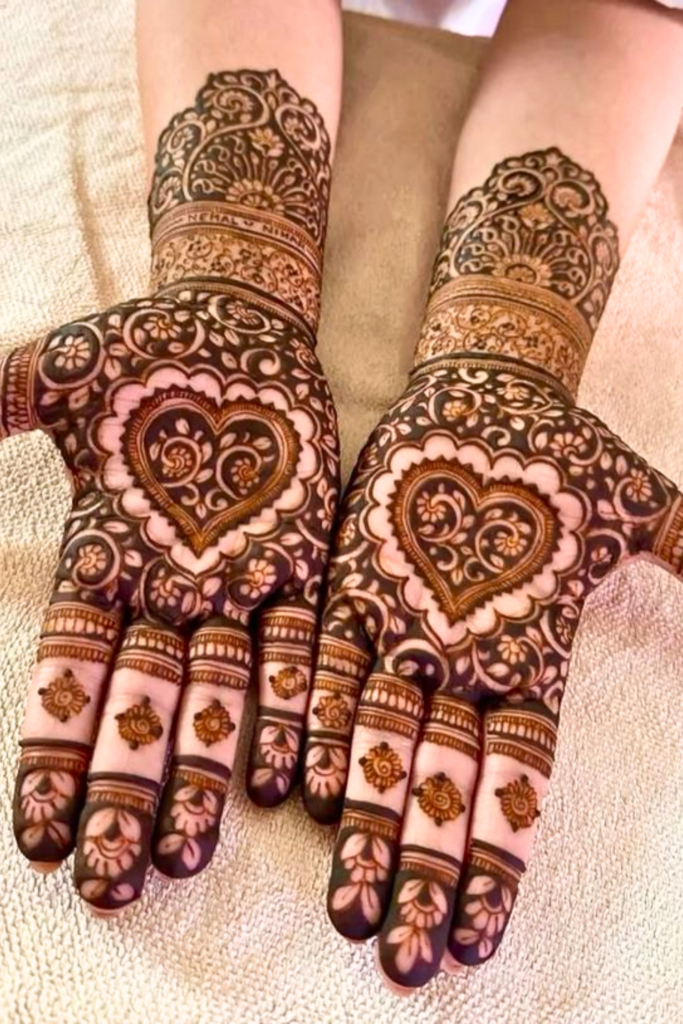bridal heart mehndi design