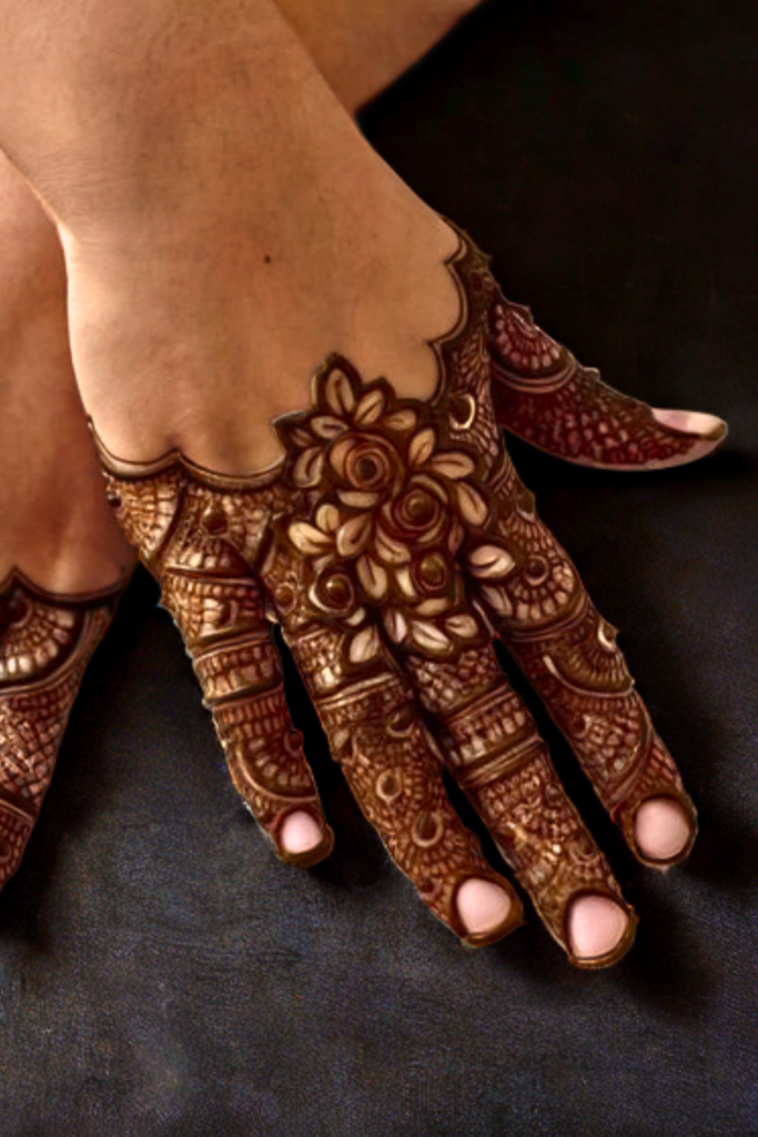 contemporary backhand mehndi design 