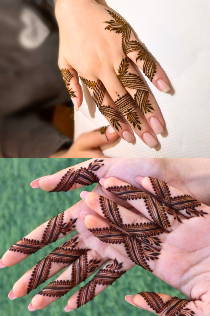 finger zigzag mehndi design 