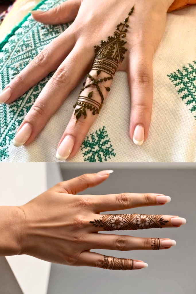 finger zigzag mehndi design