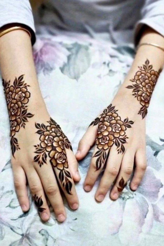 floral and nature inspired kids mehndi design 