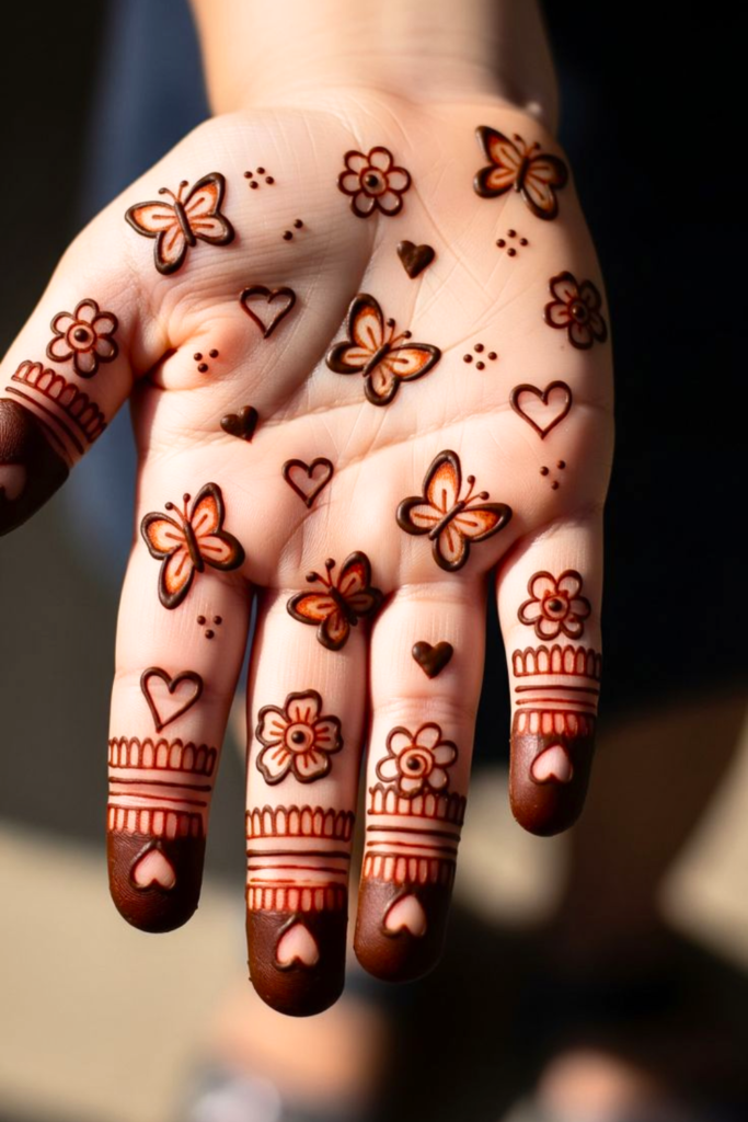 floral and nature inspired kids mehndi design