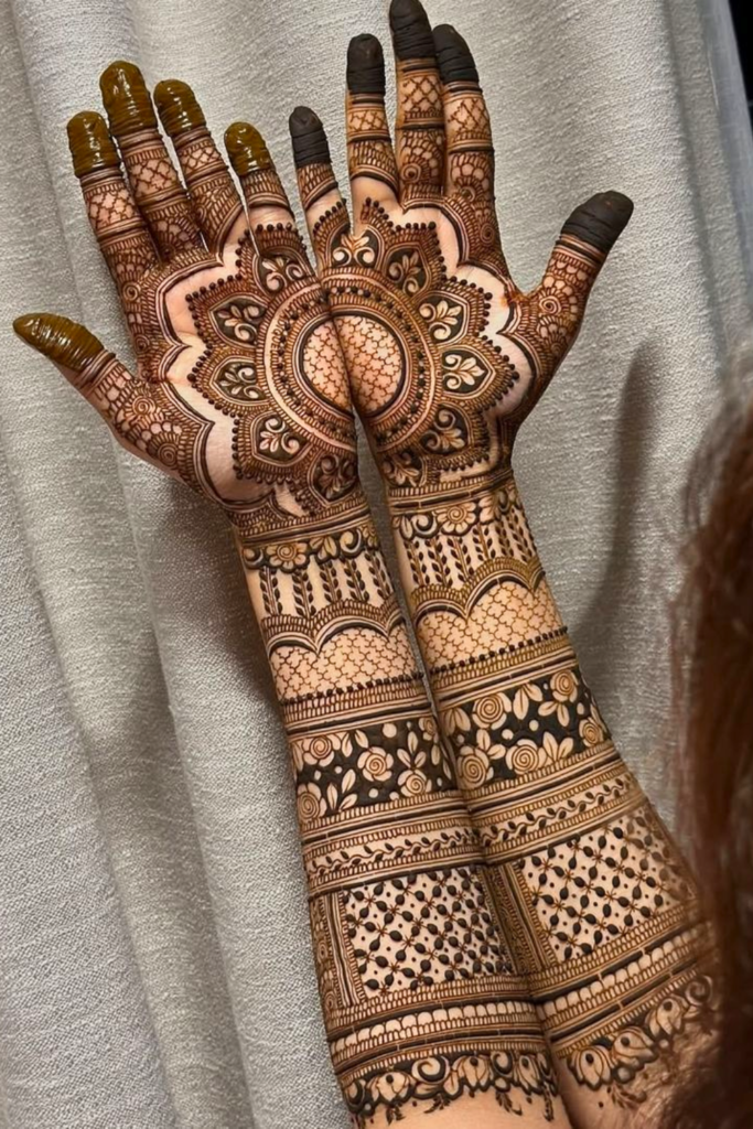 front hand bridal mehndi design 