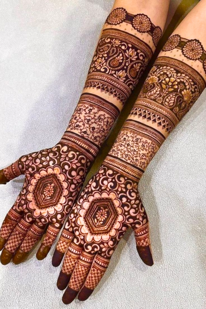 front hand bridal mehndi design 
