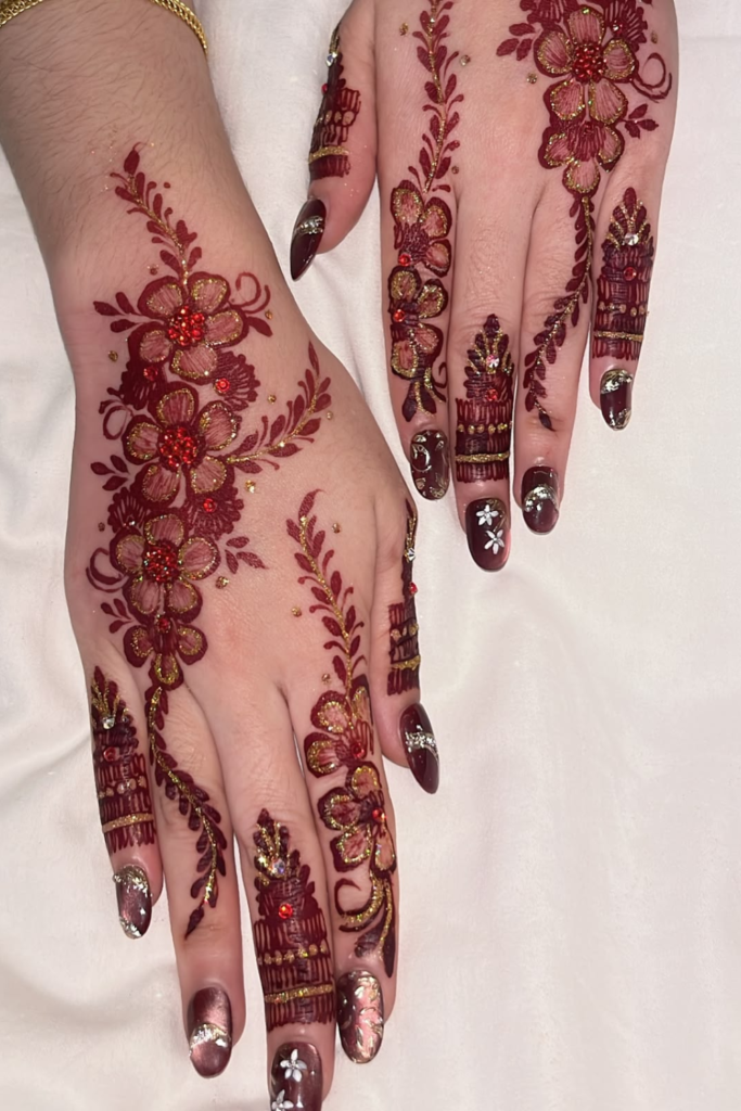 glittered pakistani mehndi