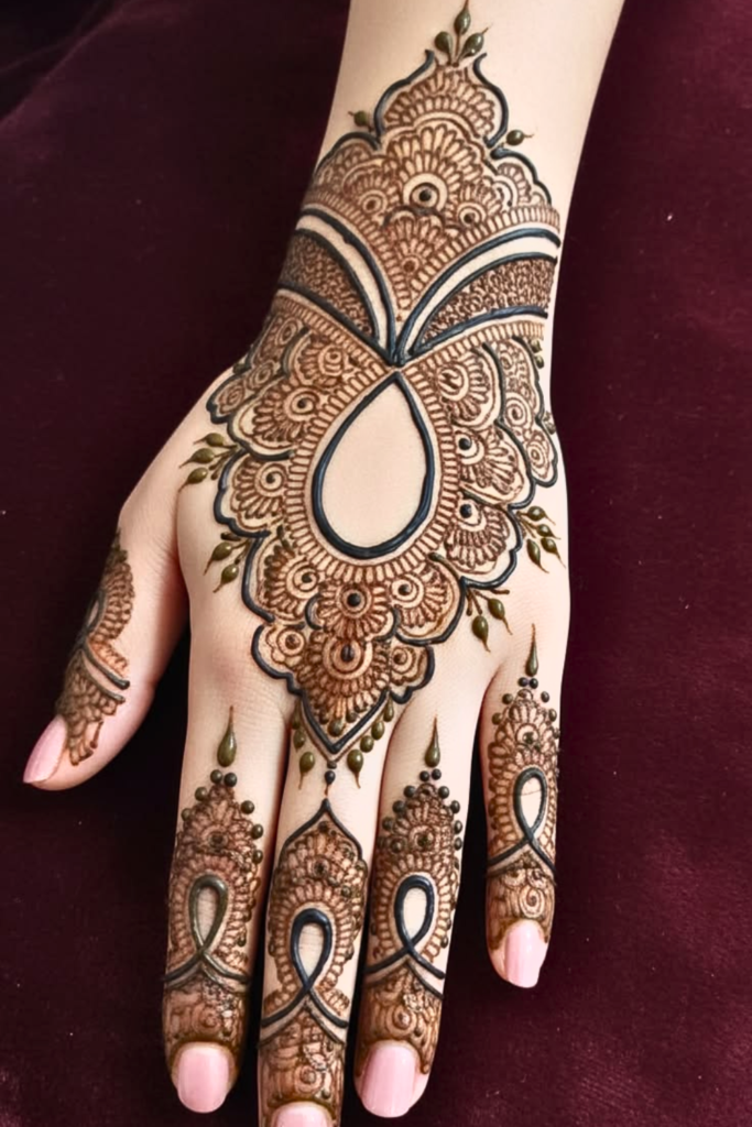 indo arabic mehndi design for small hands 