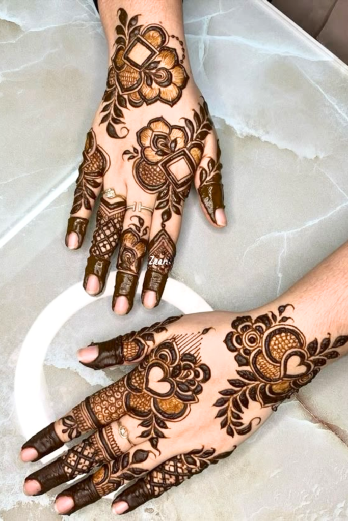 mandala heart mehndi design 