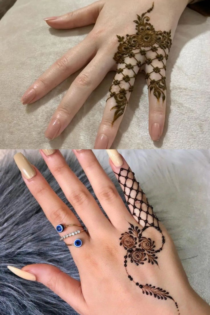 simple finger mehndi design 