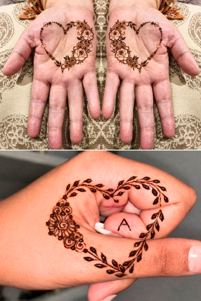 simple heart mehndi design 