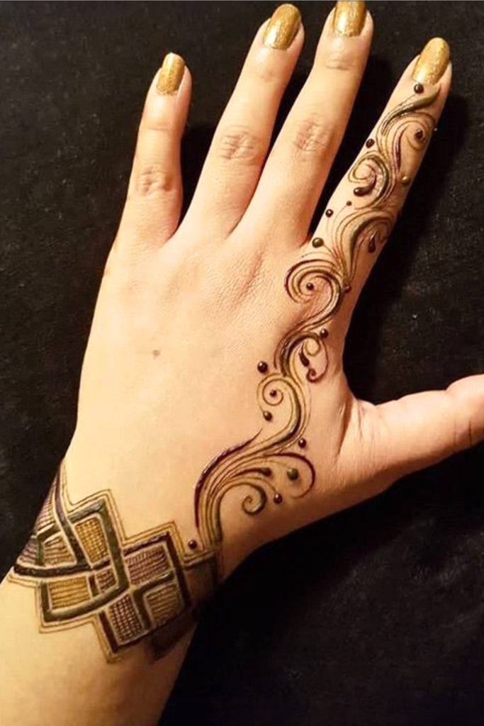 wrist zigzag mehndi design 